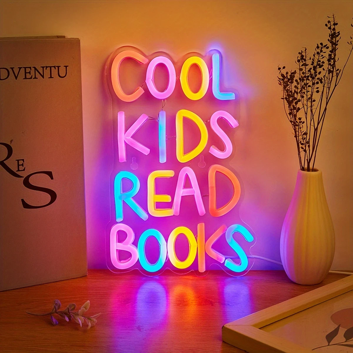 Cool Youngsters Read Books LED Neon Sign  USB Powered Wall Art