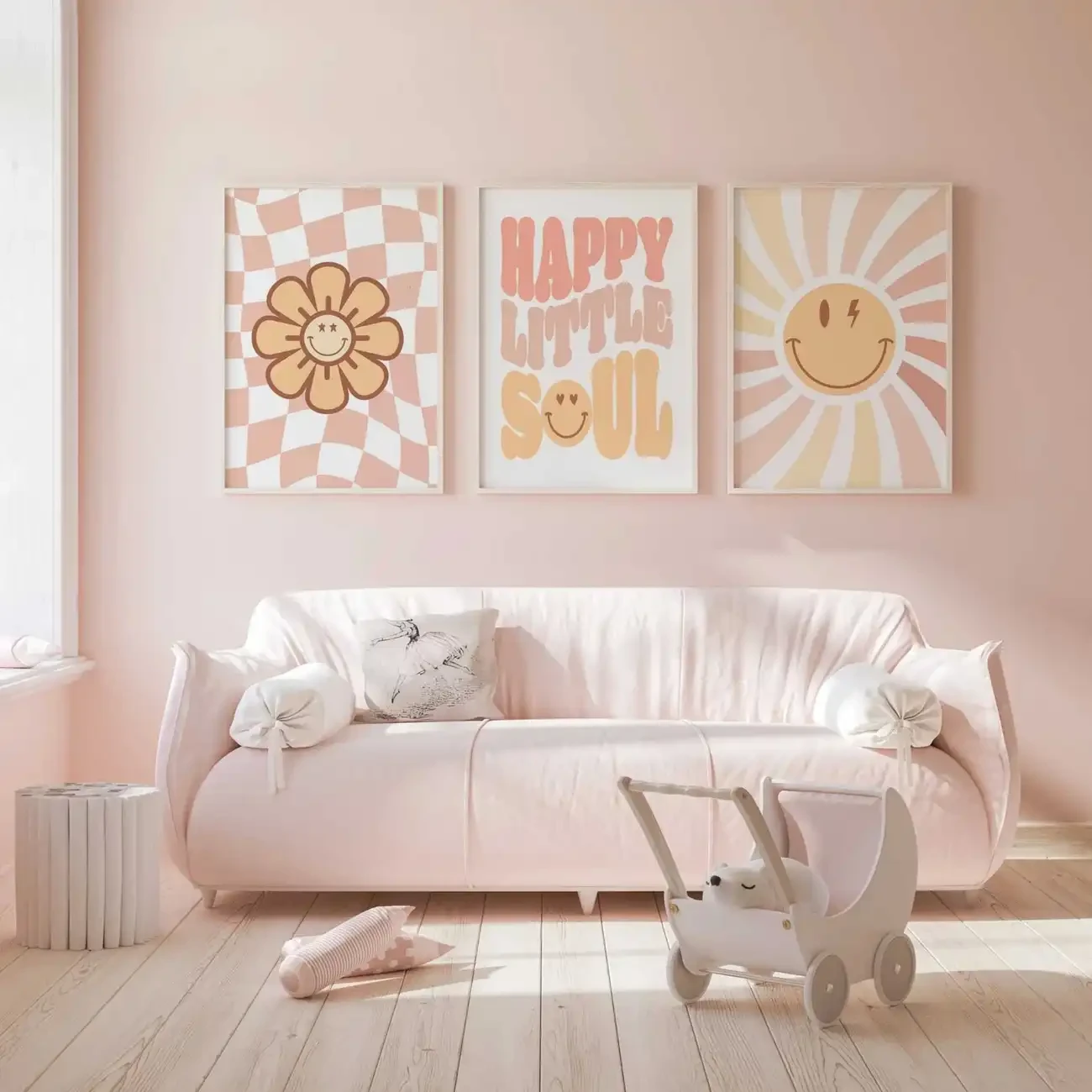 3pcs Daisy Wall Art Set for Youngsters' Room - Chic & Modern