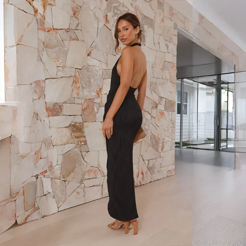 Halter Split Backless Summer Dress