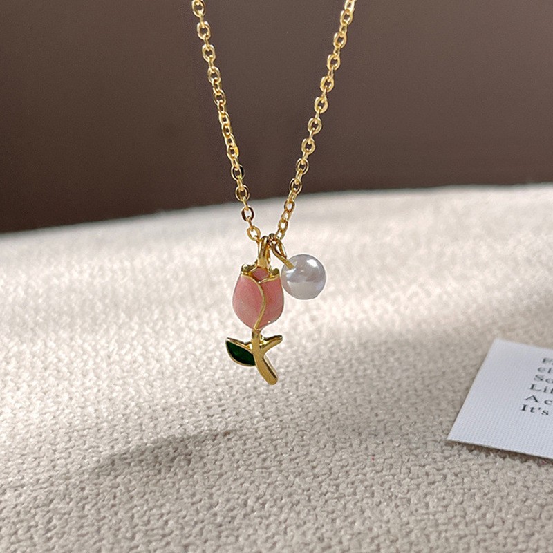 Tulip Pearl Necklace Clavicle Chain