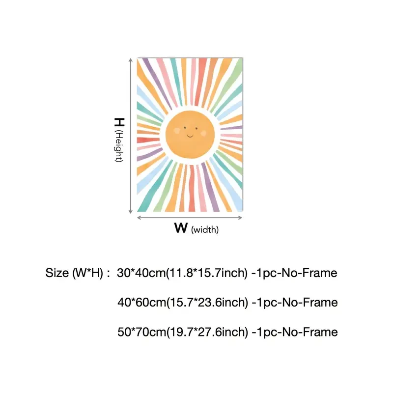 Smiling Sun Watercolor Wall Art Print A Bright and Cheerful Addition to Your Childs Room