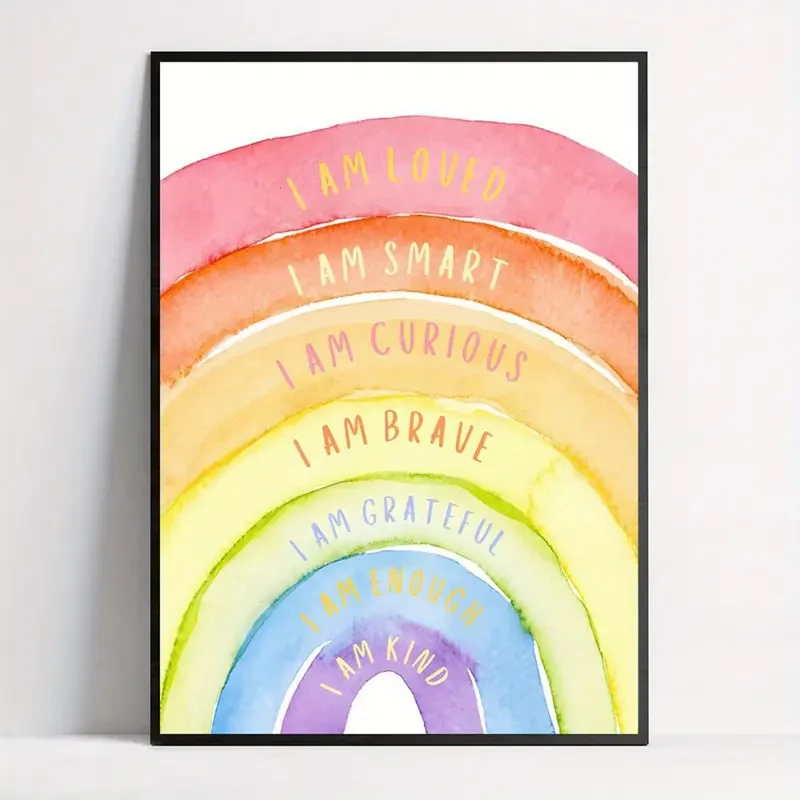 Inspirational Watercolor Rainbow Wall Art Print A Splash of Positivity for Your Space