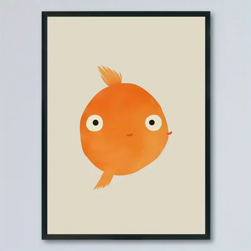 Goldfish Cartoon Art Print Poster Frameless Canvas Wall Art for Stylish Home Decor