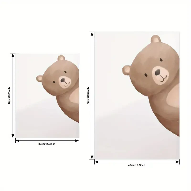 3pcs Wooden Framed Peeping Bear Nursery Print Neutral Nursery Bear Wall Art for Creative Home Decor