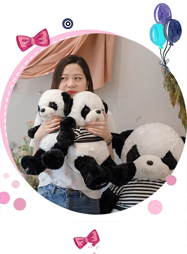 Black and white striped panda plush toys