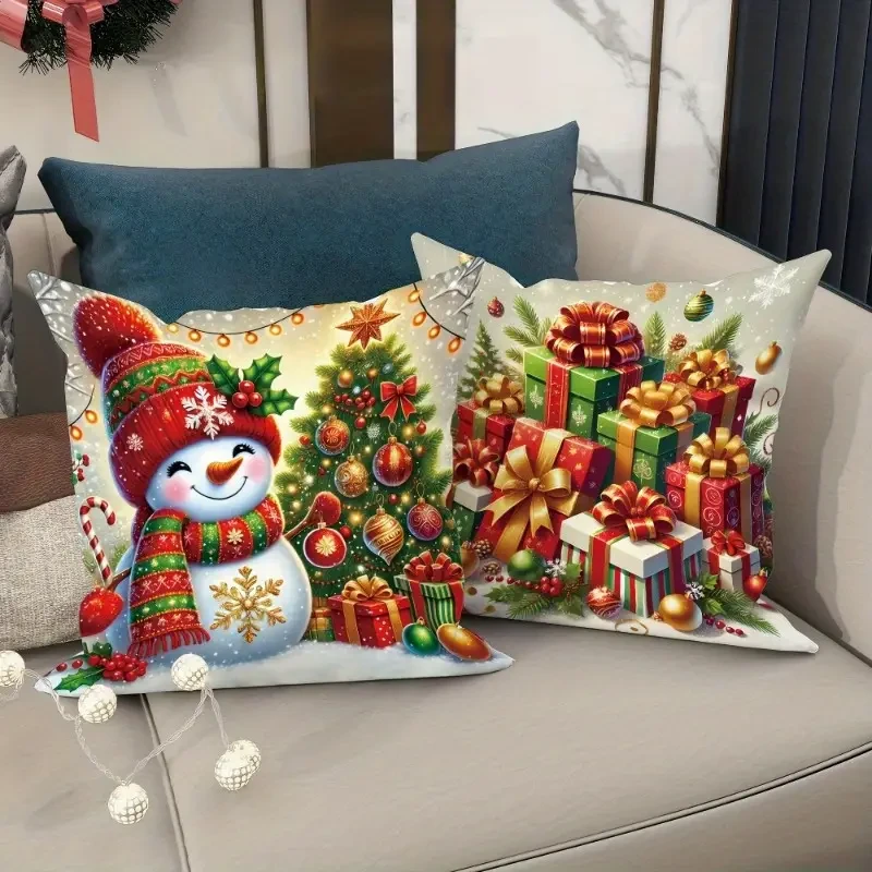 4pcs Vintage Christmas Velvet Throw Pillow Covers