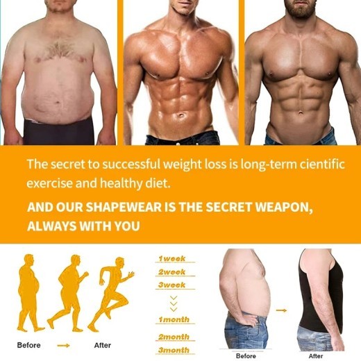 Men's Slimming Body Shaper - Abs Compression Shirt for Gynecomastia and Workout