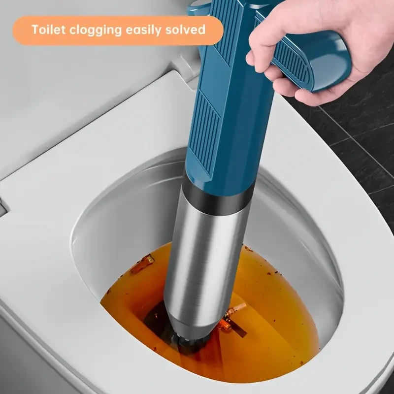 Musurjoy Sewer Unclogger, Toilet Plunger Set, Drain Clog Removal Tool, High Pressure Air Drain Gun with Visual Air Pressure Gauge, Stainless Steel for Bathroom Toilet, Kitchen Sink, Floor Drain, Sewer, Winter New, Christmas Halloween Gift