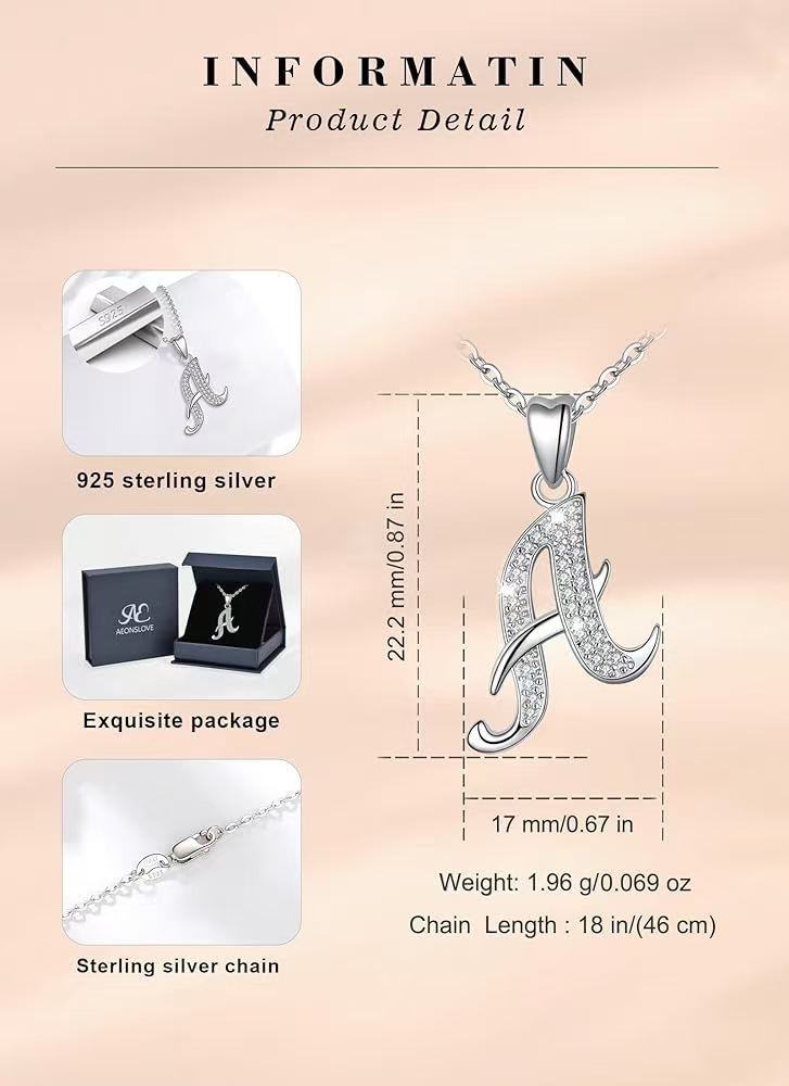 26 Letters Niche Sterling Silver Letter Necklace Clavicle Chain