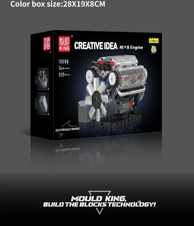 Creative Building Blocks V-type 8 Cylinder Engine Decoration Boy Gift