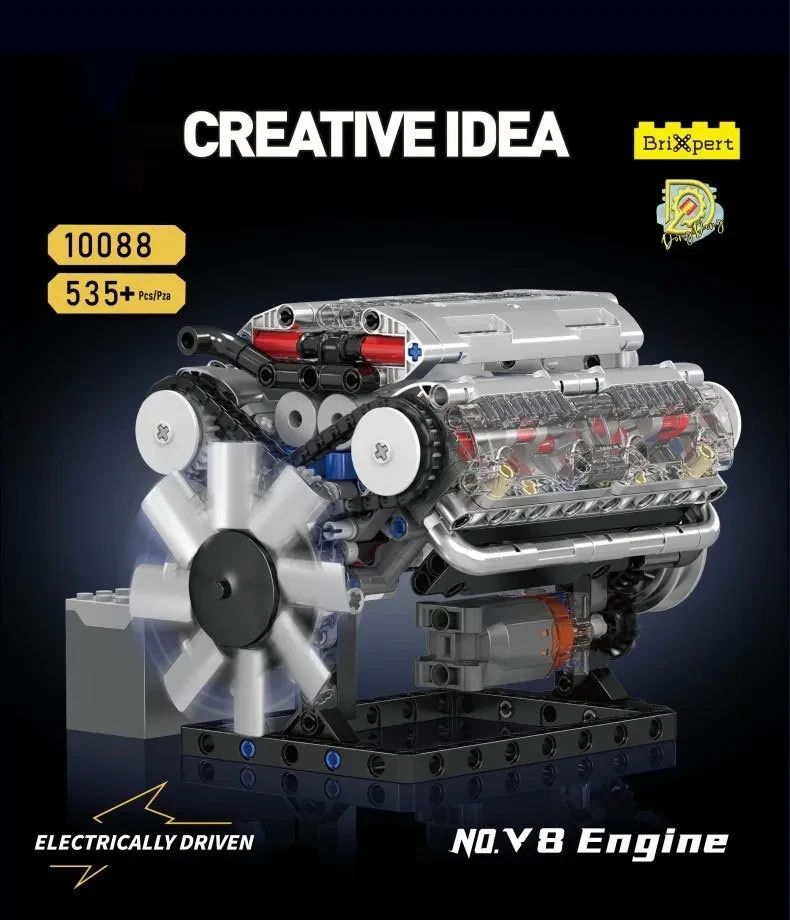 Creative Building Blocks V-type 8 Cylinder Engine Decoration Boy Gift