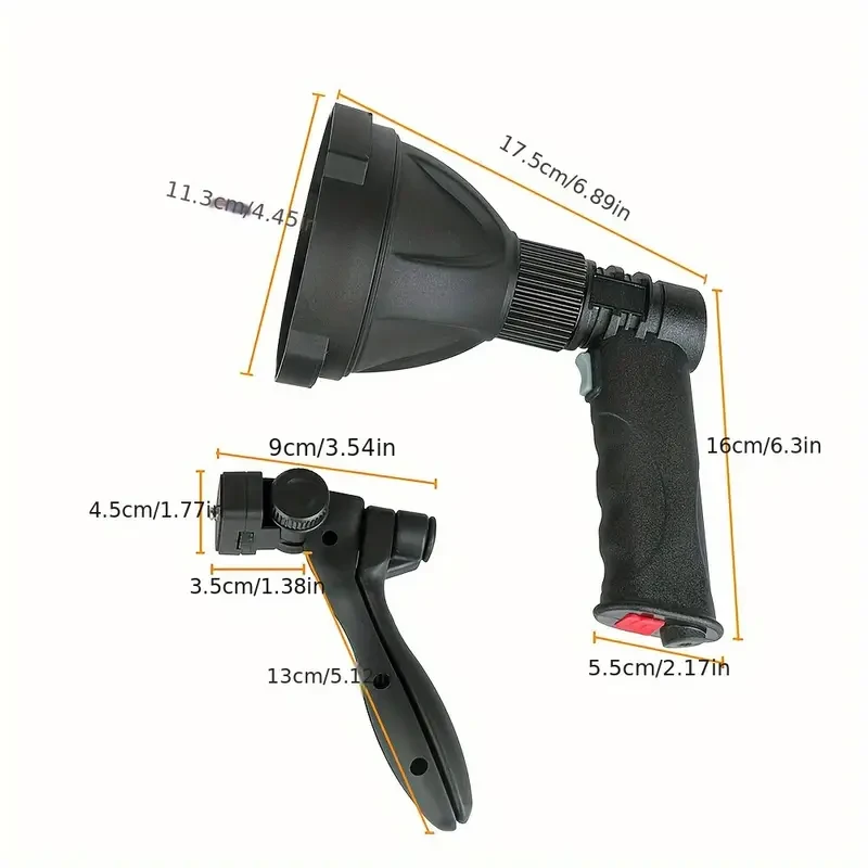 Rechargeable LED Handheld Spotlight Flashlight, High Power LED, 500-1000 Lumen