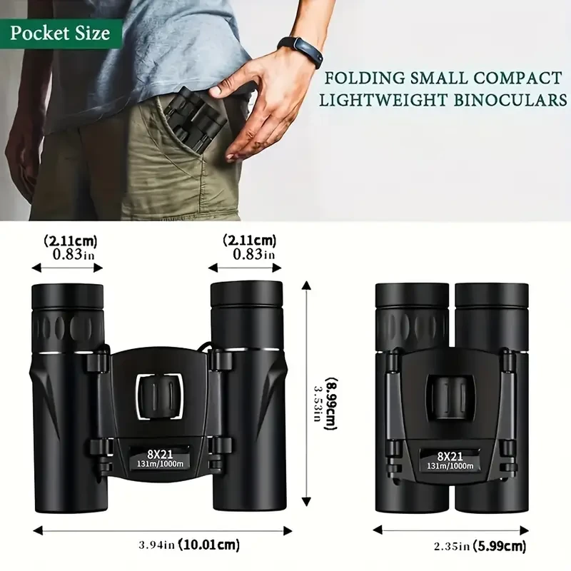 8X Magnification Compact & Lightweight Binoculars for Bird Watching