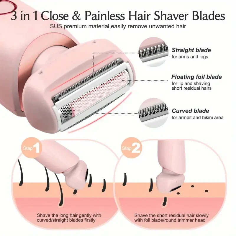 Painless Hair Removal Epilator - USB Rechargeable Womens Trimmer