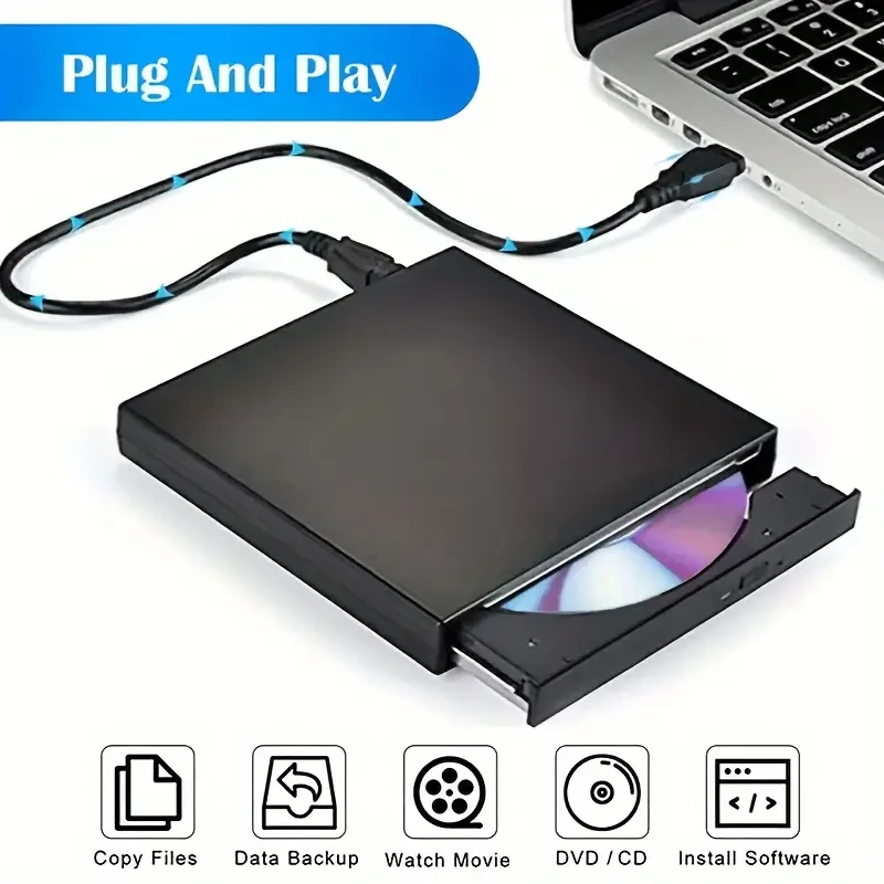 External CD DVD Drive - USB 2.0 Slim Portable CD-RW/DVD-RW Burner & Player