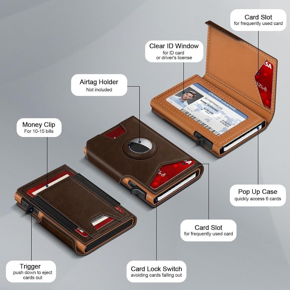 Men's RFID Anti-theft Brush Aluminum Alloy Card Bag