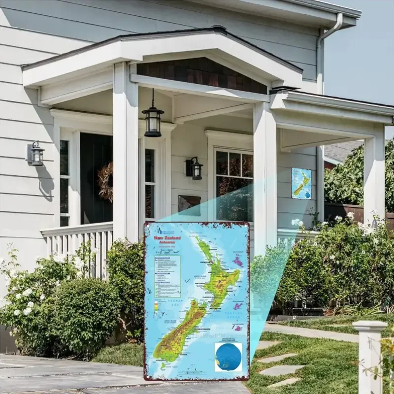Vintage New Zealand Map Metal Sign