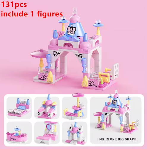 DIY 6in1 Lights Christmas Elk Deer Santa Claus Train Architecture Store Street View Xmas Tree Snow House Building Blocks Kit Toy