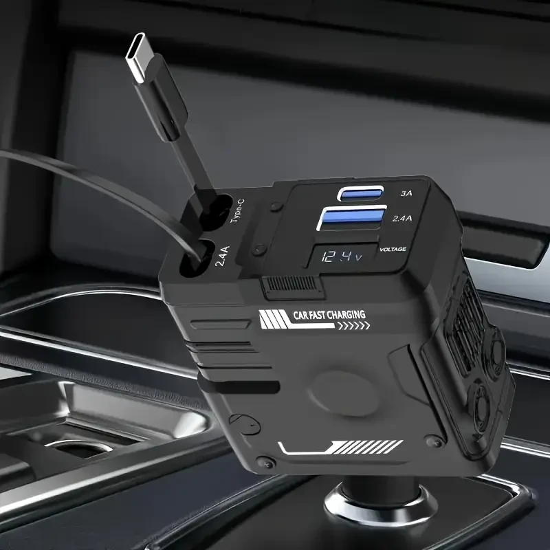 YITUMU Retractable Car Charger with Retractable Cable (80.01 cm) 66W