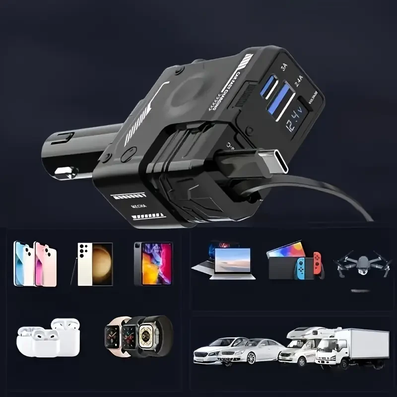 YITUMU Retractable Car Charger with Retractable Cable (80.01 cm) 66W