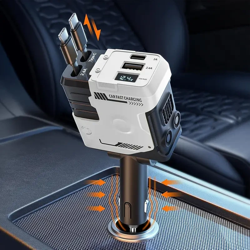 YITUMU Retractable Car Charger with Retractable Cable (80.01 cm) 66W