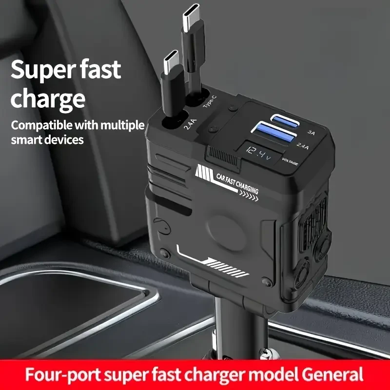 YITUMU Retractable Car Charger with Retractable Cable (80.01 cm) 66W