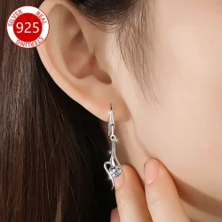 Elegant Angel Wings Vintage 925 Silver Earrings | 18K Golden Plated, Synthetic Zirconia, 3.2 Grams, Perfect for Daily & Party Occasions, Ideal for Valentine's Day, Mother's Day, and More