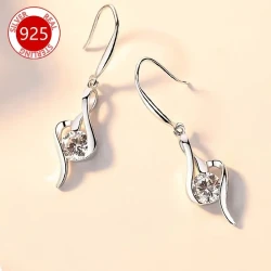 Elegant Angel Wings Vintage 925 Silver Earrings | 18K Golden Plated, Synthetic Zirconia, 3.2 Grams, Perfect for Daily & Party Occasions, Ideal for Valentine's Day, Mother's Day, and More