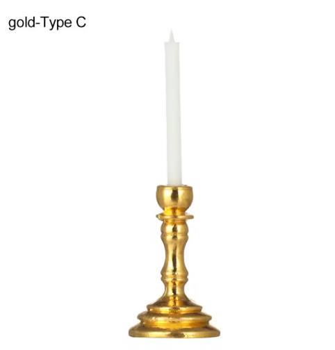 1:12 Scale Miniature Candlesticks Candelabra Dollhouse Candles Furniture Toy Pretend Play Doll House Decoration Accessories