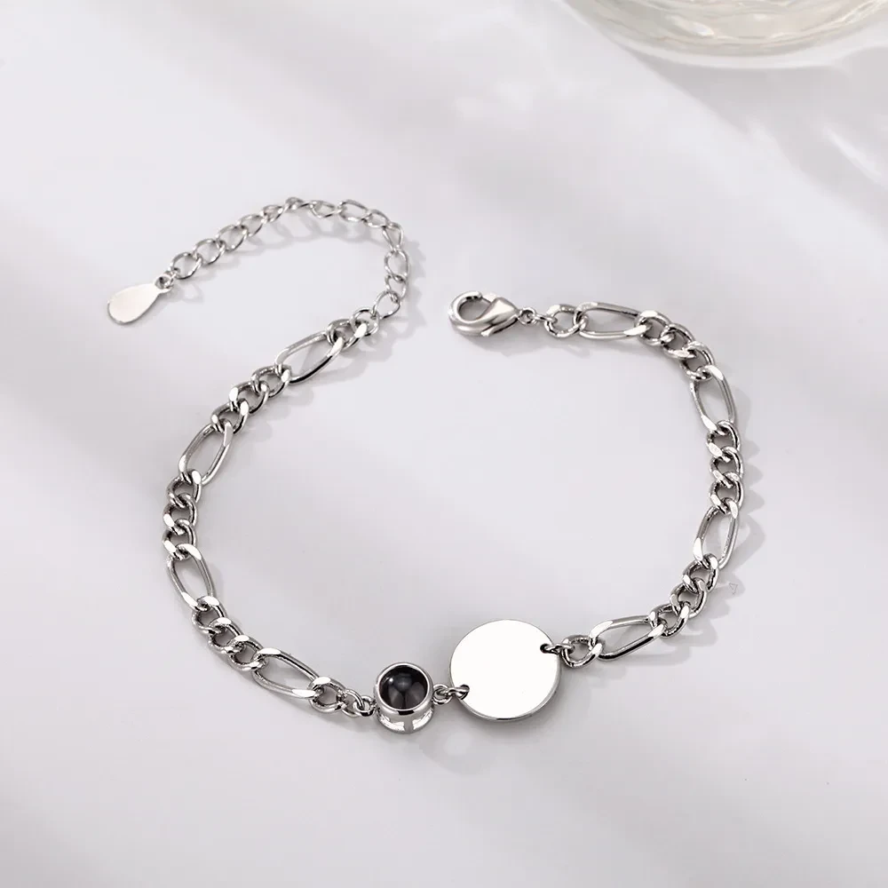 Round Brand Personalized Color Photo Projection Bracelet