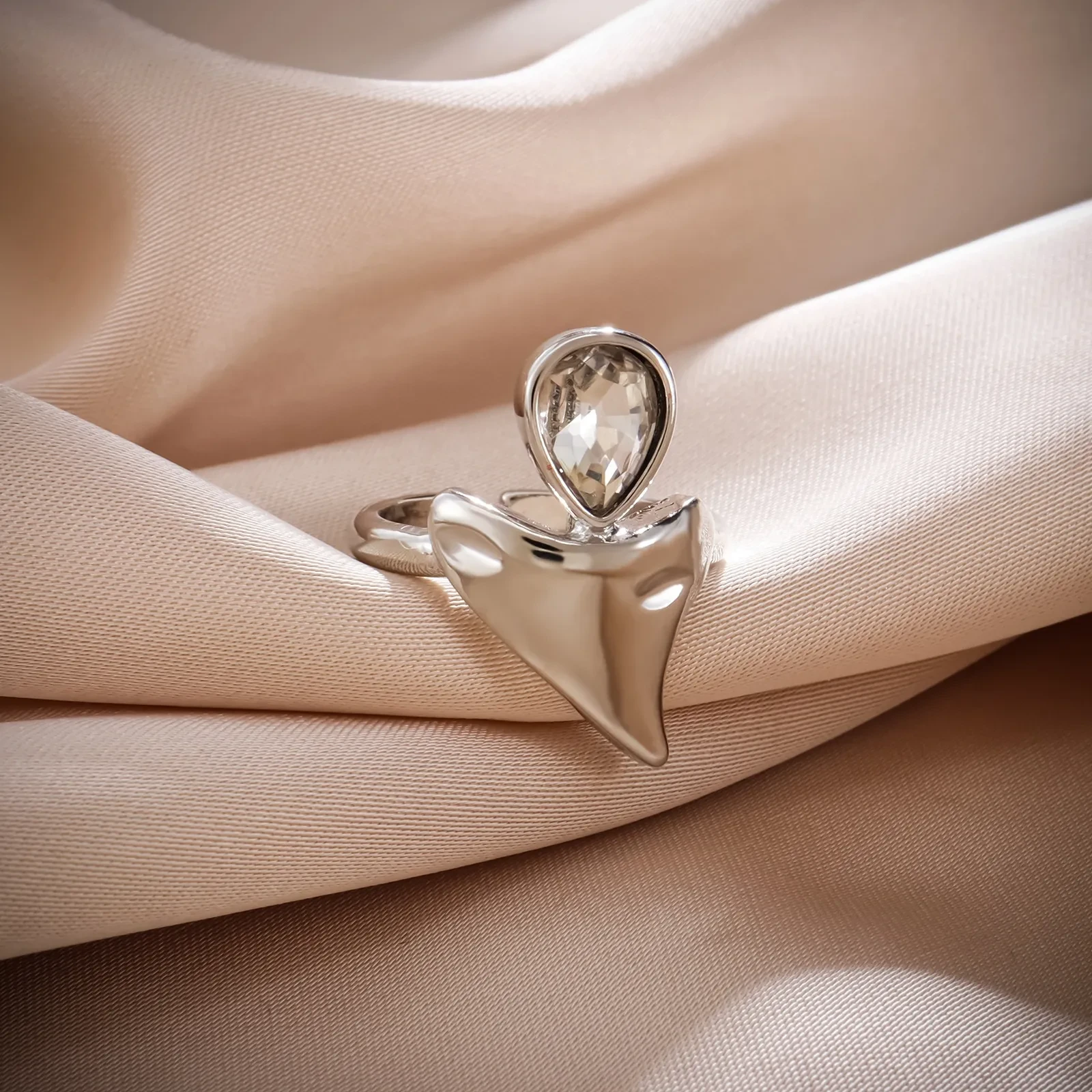 Japanese And Korean Style Electroplating Adjustable Ring Six-piece Set