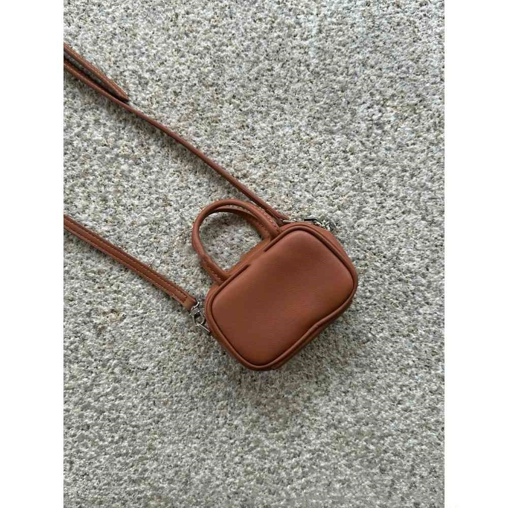 Cowhide Mini Bowling Bag Pendant Small Waist Bag