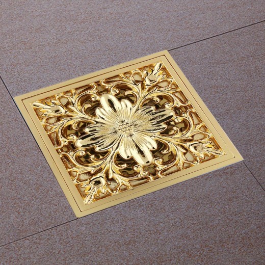 Antique Brass Square Floor Drain with Strainer Bathroom Washroom Drainage & Clean Accessories