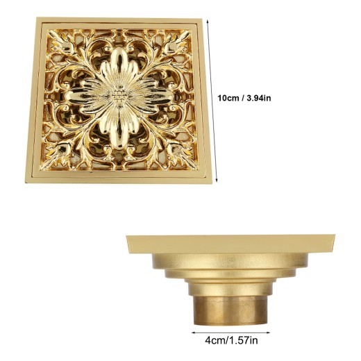 Antique Brass Square Floor Drain with Strainer Bathroom Washroom Drainage & Clean Accessories