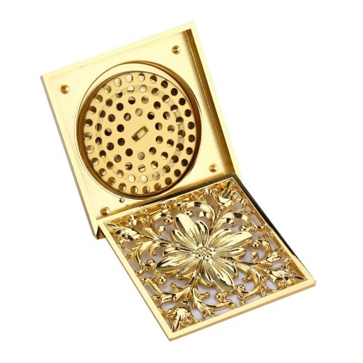 Antique Brass Square Floor Drain with Strainer Bathroom Washroom Drainage & Clean Accessories
