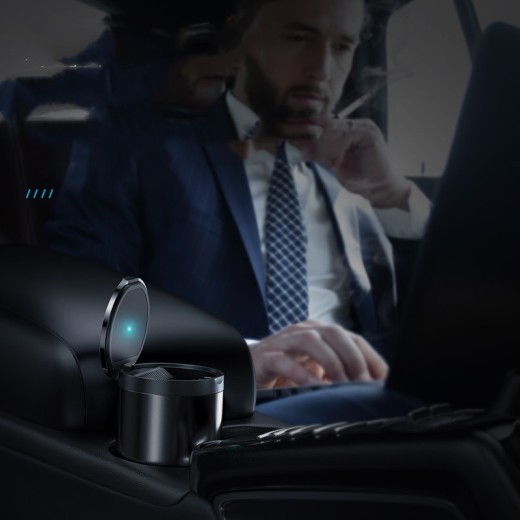 Car Ashtray LED Light Alloy Ash Tray Aluminum Cup Portable Smokeless Auto Ashtray Flame Retardant Cigarette Holder Box