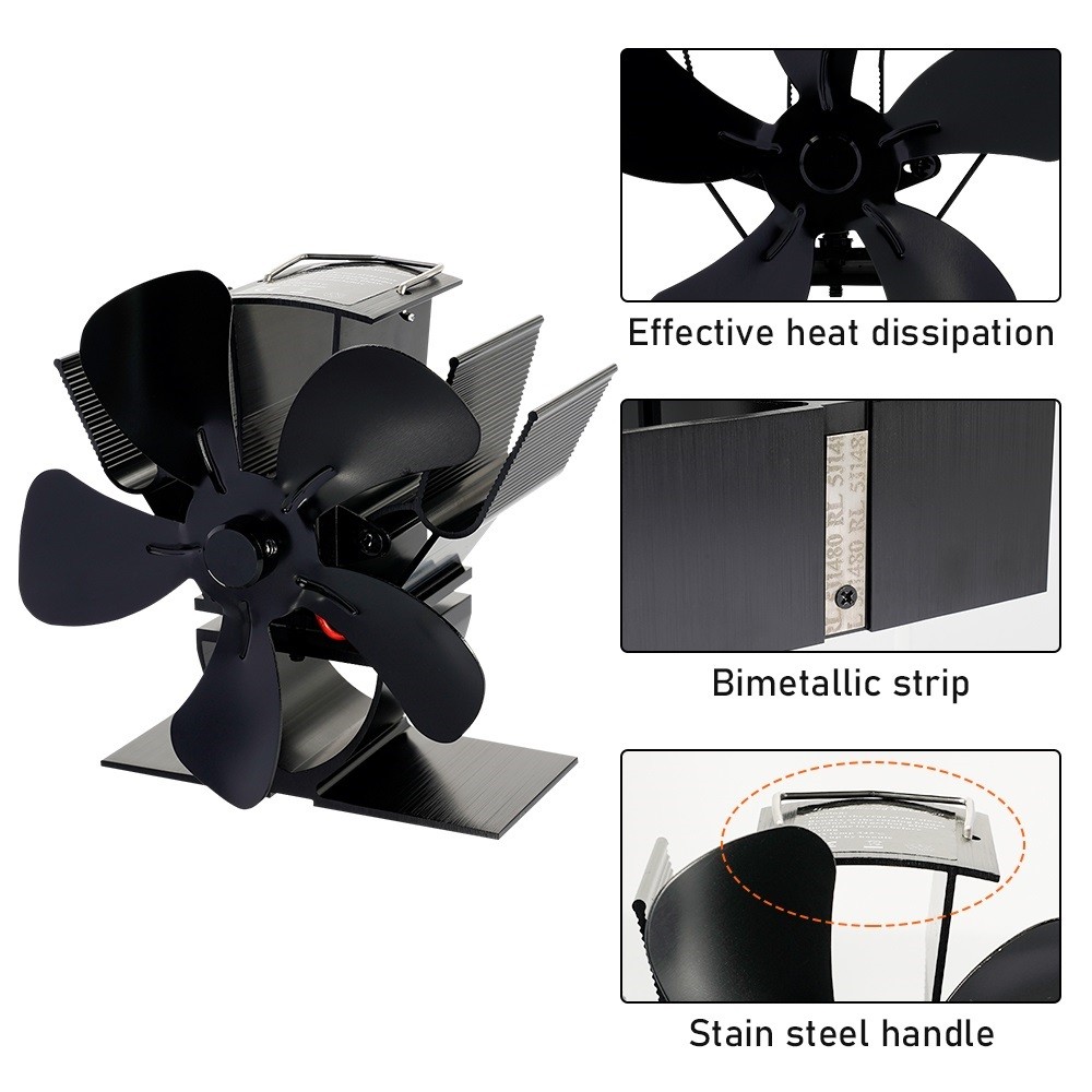 Mini Stove Fan - Heat-Powered 5-Blade Eco-Fan for Fireplace and Log Wood Burners