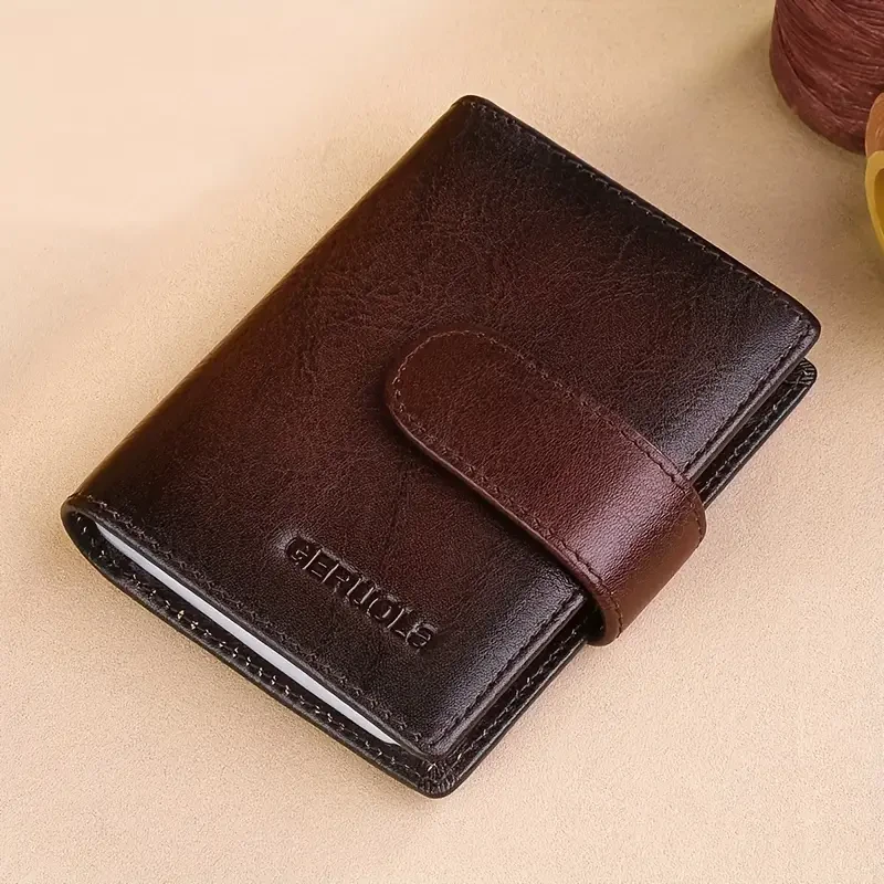 1pc Men's Retro Fashion Top Layer Cowhide Card Case Durable Driving License Case, Casual Portable Coins Purse, Large Capacity Card Holder with Multiple Card Slots & ID Window