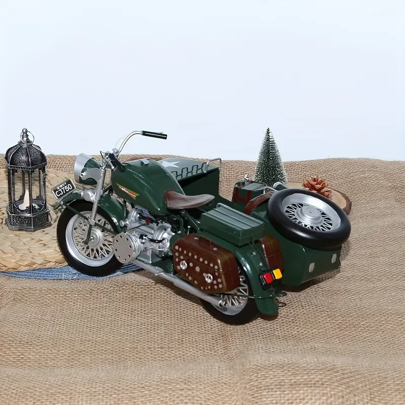 Vintage Military Motorcycle Model - 37.85cm Iron Crafted Collectible