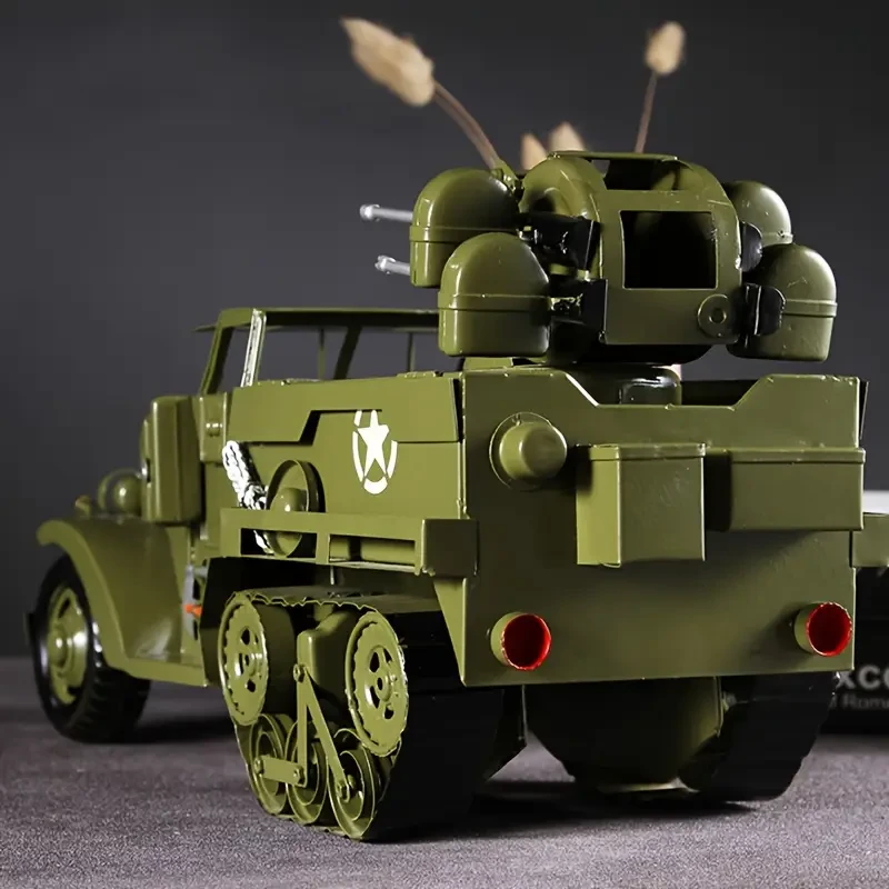 Vintage Military Armored Vehicle Diecast Model Kit, Handcrafted Iron Collectible