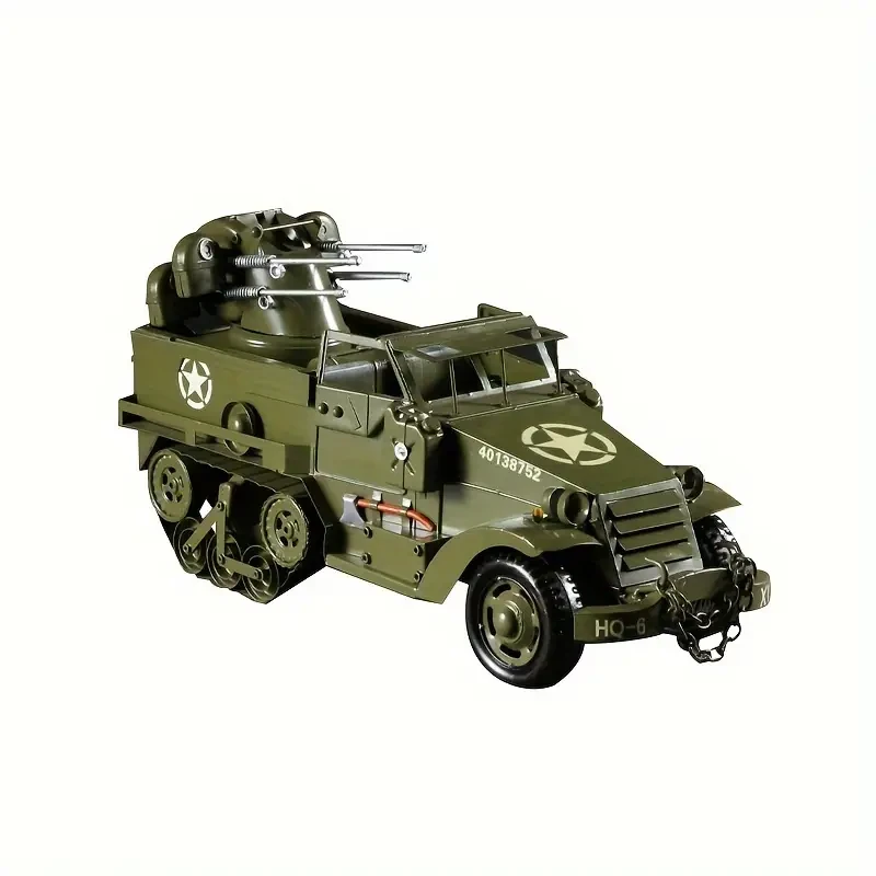 Vintage Military Armored Vehicle Diecast Model Kit, Handcrafted Iron Collectible