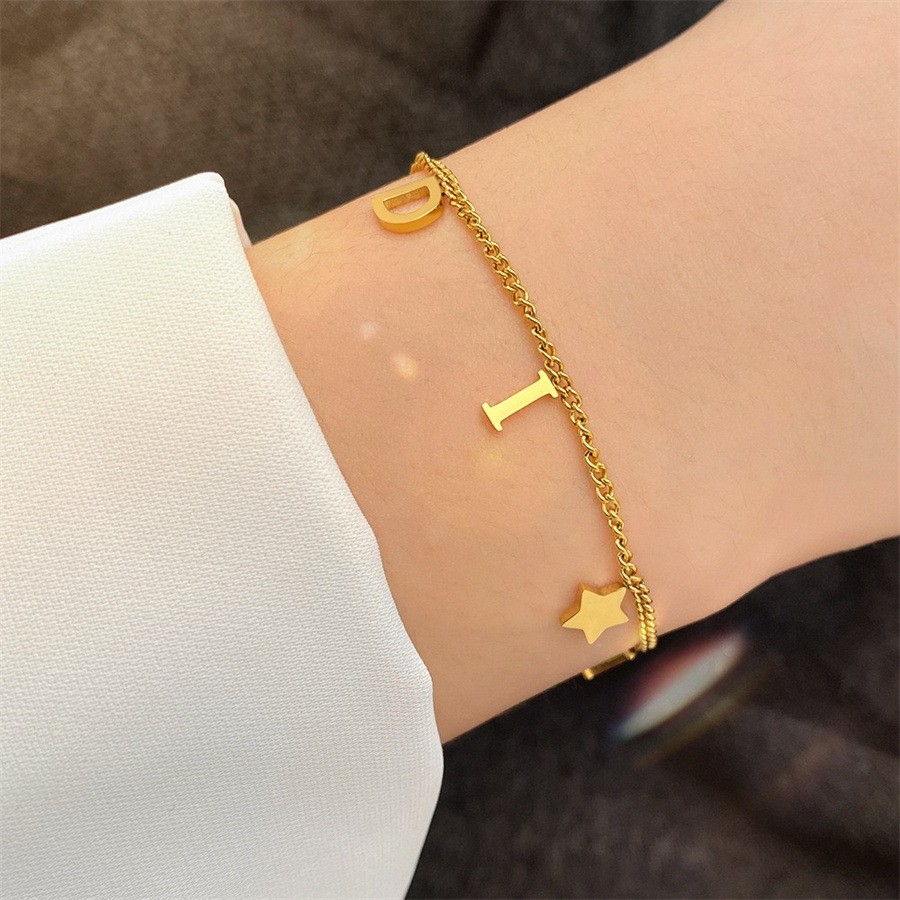 Korea New Fashion Letter Star Pendant Bracelet