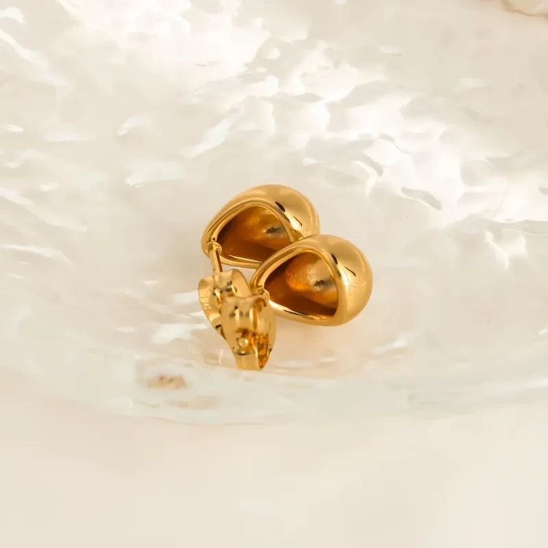 Half Ring Three-dimensional Thread Gold Titanium Steel Earrings