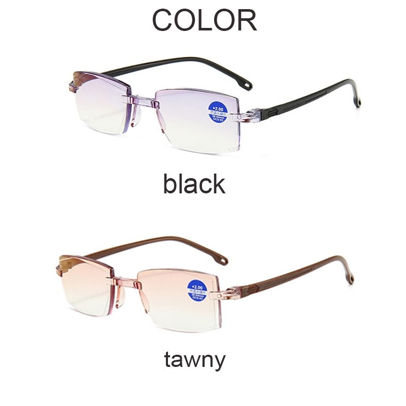 2 Pair Rimless Anti-Blue Light Bifocal Reading Glasses