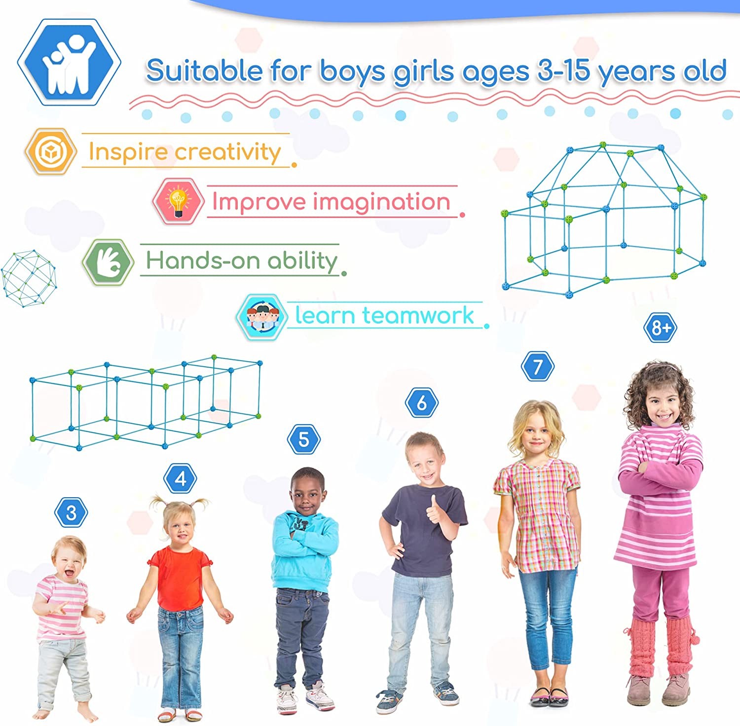 Children's DIY Building Castle Beading Tent Toy  STEM Large Building Blocks Game House