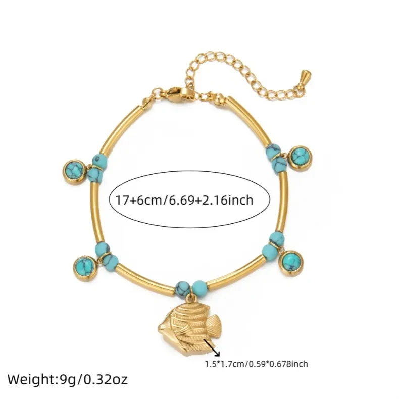 Fashion Ocean Tropical Turquoise Stainless Steel Bracelet