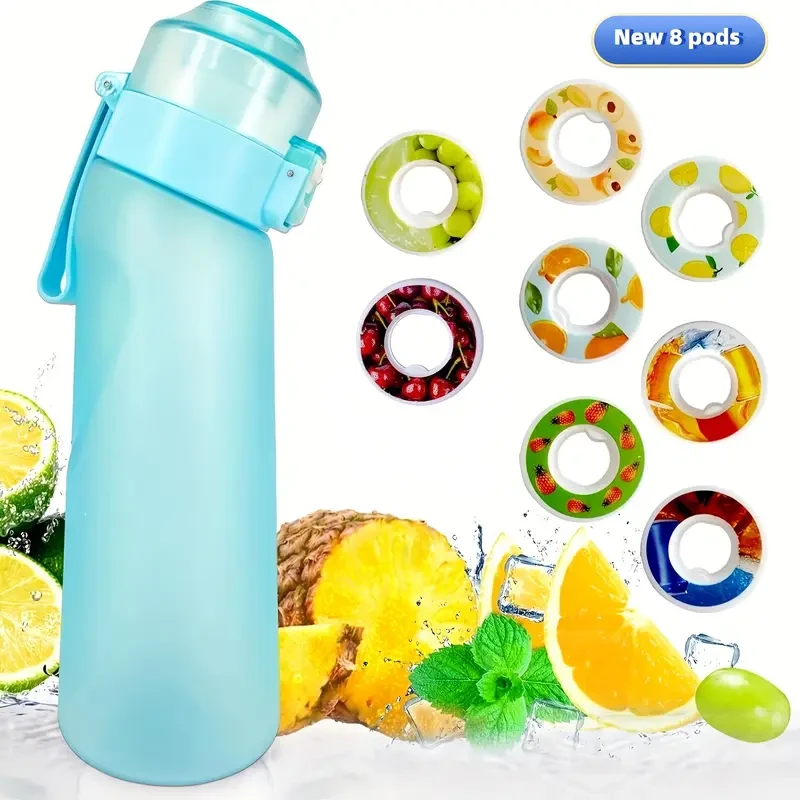 8 Aromatic Capsule Outdoor Sports Water Bottle, Set with Fruit Aroma Pod Accessories, Sports Water Bottle with Accessories, Essential for Sports, Best Selling and Well-received