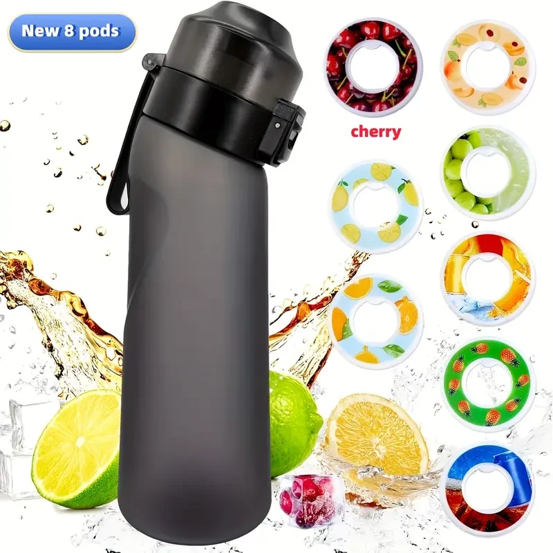 8 Aromatic Capsule Outdoor Sports Water Bottle, Set with Fruit Aroma Pod Accessories, Sports Water Bottle with Accessories, Essential for Sports, Best Selling and Well-received