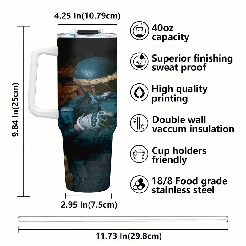 1pc 40Oz Playerunknown'S Battlegrounds Large Stainless Steel Water Bottle, Durable Water Containers, Drinking Cups, Summer Beverage Ware, Kitchen Essentials, Home Kitchen Products BBB12293