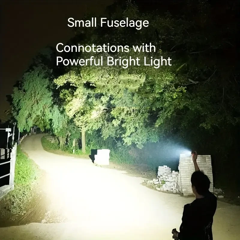 1pc Smiling Shark Mini Tactical Flashlight, Super Bright LED P70 High Power, Adjustable Beam, 1000-3000 Lumen, USB Rechargeable Keychain Light with Strong Magnet, Aluminum, 7 Modes, 200-500m Range, 1100mAh Battery, Includes USB Cable & Storage Bag for Out